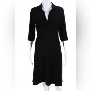 Laundry by Shelli Segal Black Collared A-Line Dress with 3/4 sleeves - Size 10